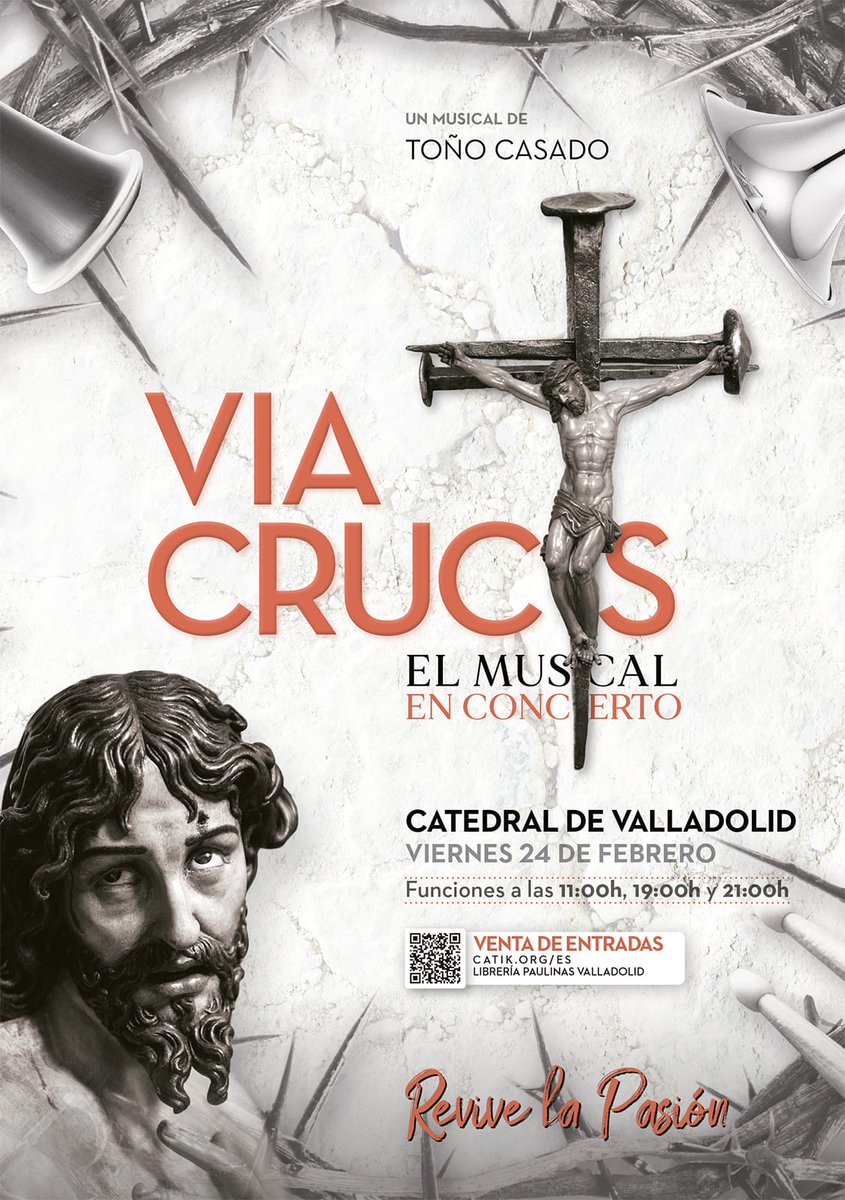 archiValladolid's tweet photo. 'Vía crucis. El musical', de @tonocasado, el merjor pórtico para la Cuaresma y Semana Santa de #Valladolid. Accede a las últimas entradas del pase matutino (11h) en #Catik.org https://t.co/xcJUwIa2yb