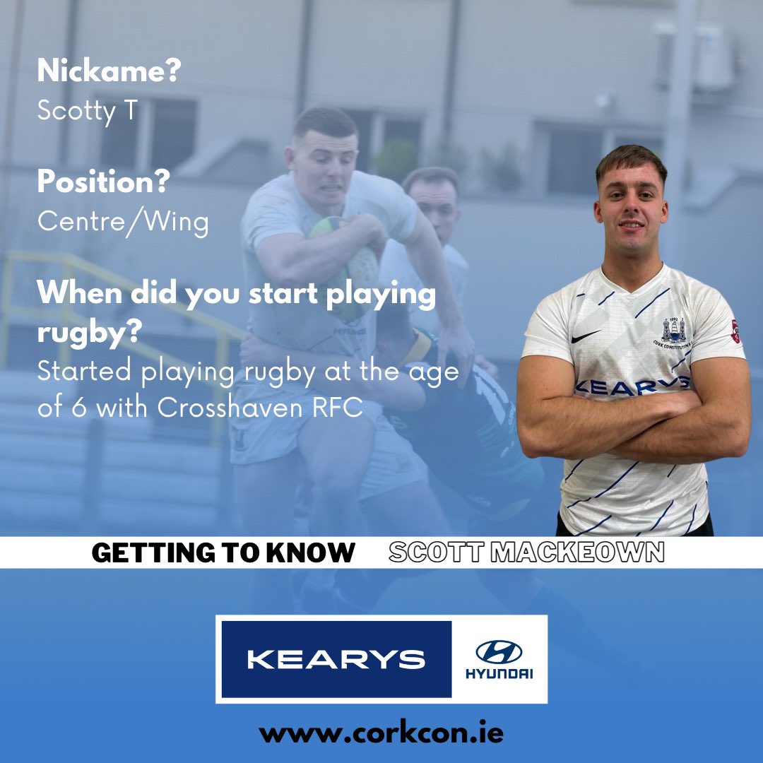 CorkConRugbyFC's tweet image. 𝗚𝗘𝗧𝗧𝗜𝗡𝗚 𝗧𝗢 𝗞𝗡𝗢𝗪 𝗦𝗖𝗢𝗧𝗧 𝗠𝗔𝗖𝗞𝗘𝗢𝗪𝗡 👋🏻
This week we get to learn more about our player, Scott Mackeown! See below ⬇️ to learn more about Scott.
#GettingToKnow #CorkCon #PositiveEnergy #Rugby