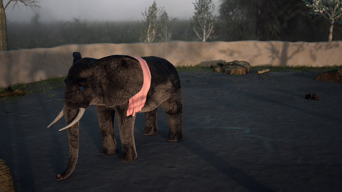 danielwork's tweet image. “An Elephant for Danielle”, a c4d scene I made to capture a happy shared (IRL) moment.  c2023 D Work