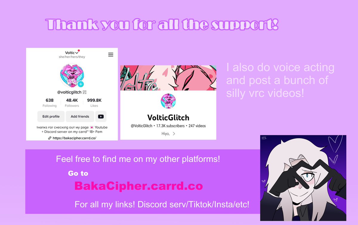 VolticGlitch's tweet photo. 𝓦𝓮𝓵𝓬𝓸𝓶𝓮!~!
  https://t.co/Jn0DNlEoAw

➟ An account where I post about my hyper fixations such as Voxval/OCs

➟ Feel free to check out my updated commission sheet below and just ask if you have any questions

#Commsopen #ocart

✧･ﾟ: *✧･ﾟ:*   *:･ﾟ✧*:･ﾟ✧ https://t.co/YuvSLszQN5