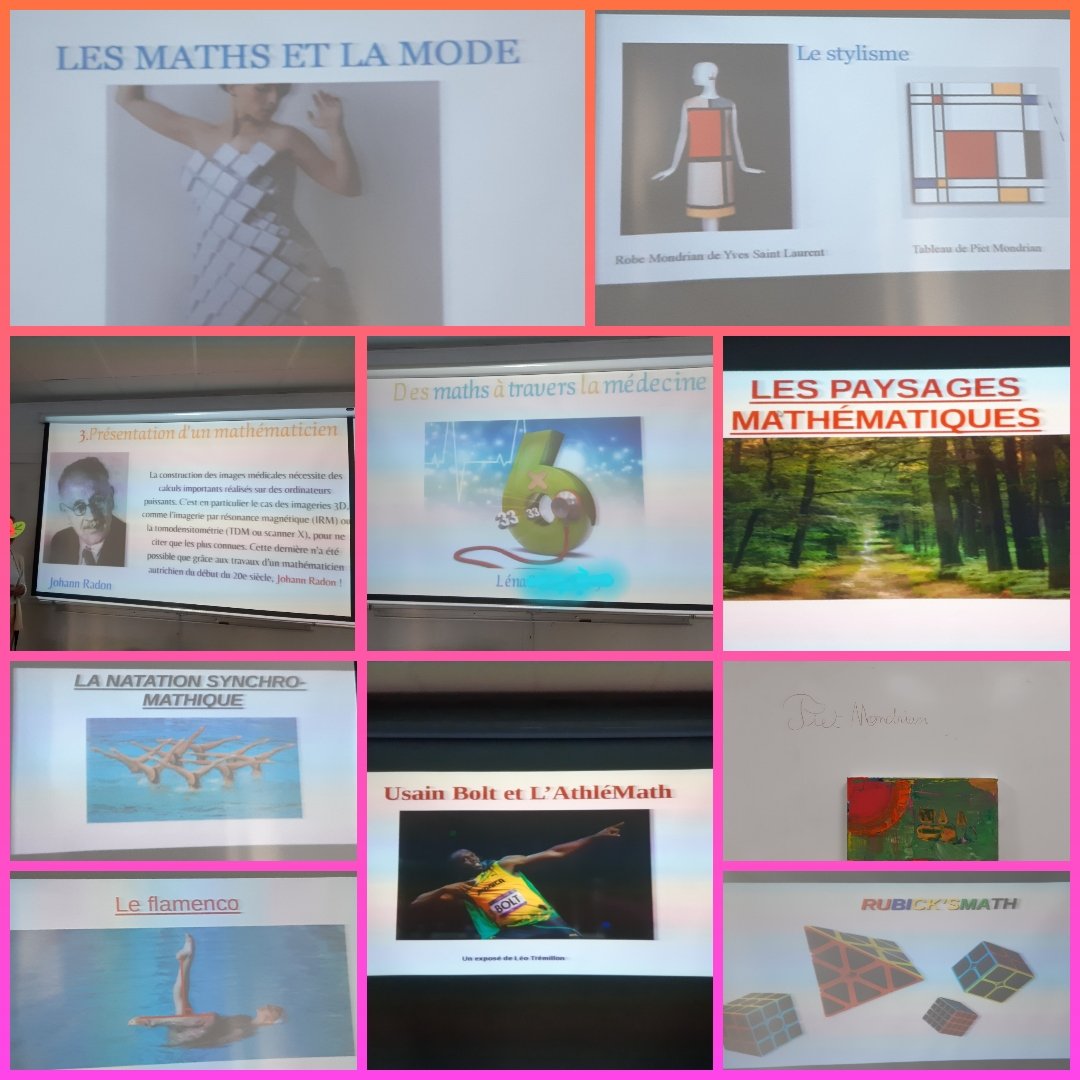 Mathalors's tweet image. #showandtell #montre_tes_maths rituel   #mathématique 
Chaque élève propose un exposé et quizz sur les maths qu ils rencontrent #maths et la mode, paysages mathématiques, maths et médecine, natation synchro  Athlemath, peinture mathématique etc
#planmaths #culture #maths