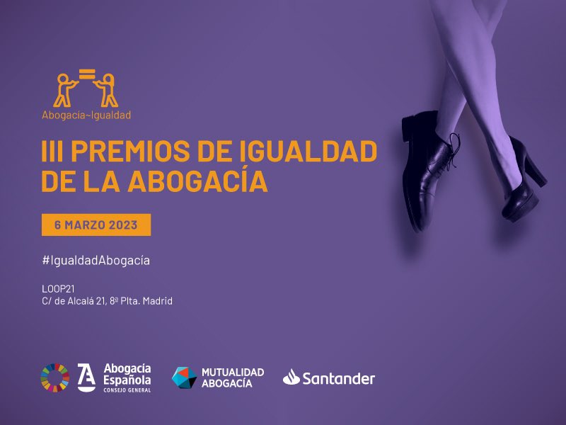 _OrtegaVictoria's tweet photo. Con motivo del Día Internacional de las Mujeres la Abogacía Española celebra un acto conmemorativo y la entrega de los III Premios #IgualdadAbogacía. 
¡Os esperamos el próximo 6 de marzo!
https://t.co/kzvGXTr7X3 https://t.co/fHbul9NDey