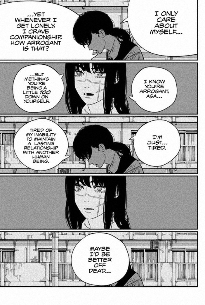 Arabella_Risa's tweet photo. Solitude
.
.
. 
#csm #CSM121 #chainsawman121 #chainsawmanmanga https://t.co/RkOoJbgmdM