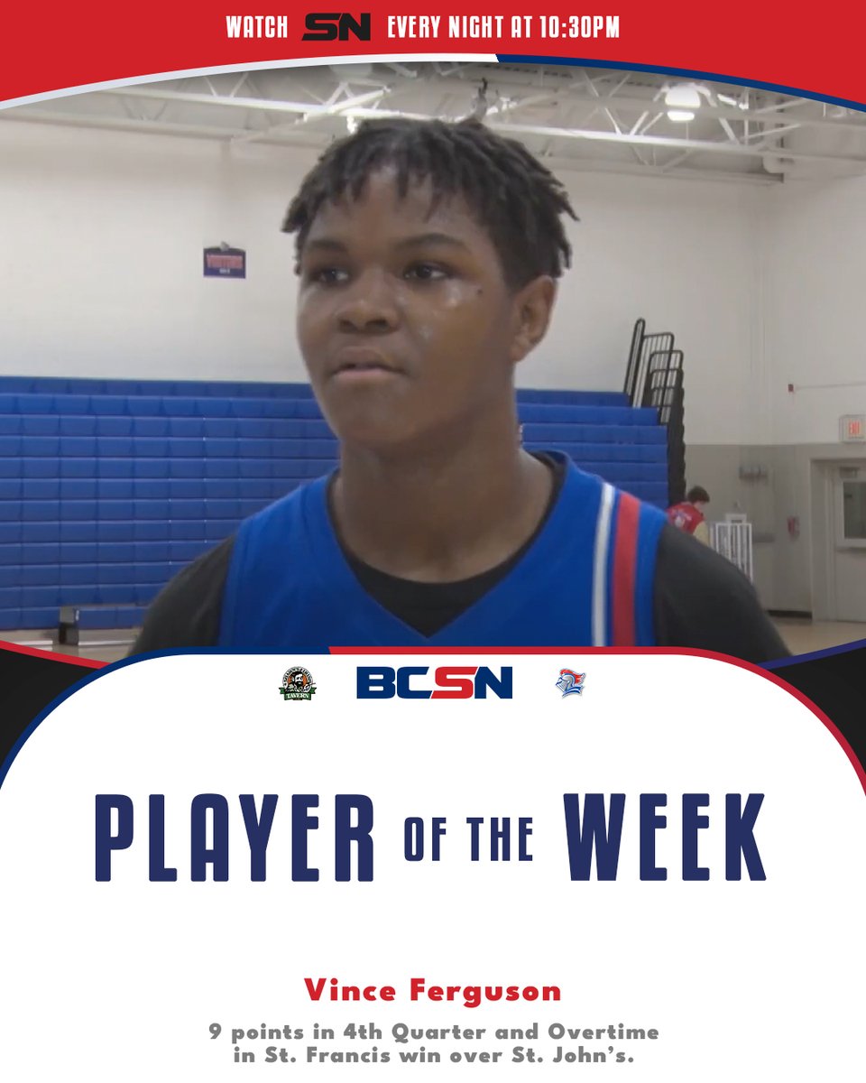 BCSNsports's tweet photo. Talk about C L U T C H. 😤😤😤

Your Shawn's Irish Tavern Player of the Week is 𝗩𝗶𝗻𝗰𝗲 𝗙𝗲𝗿𝗴𝘂𝘀𝗼𝗻 of the @SFSAthletics Knights! 🏀

CONGRATULATIONS! 🎉 https://t.co/1Myf39skDq