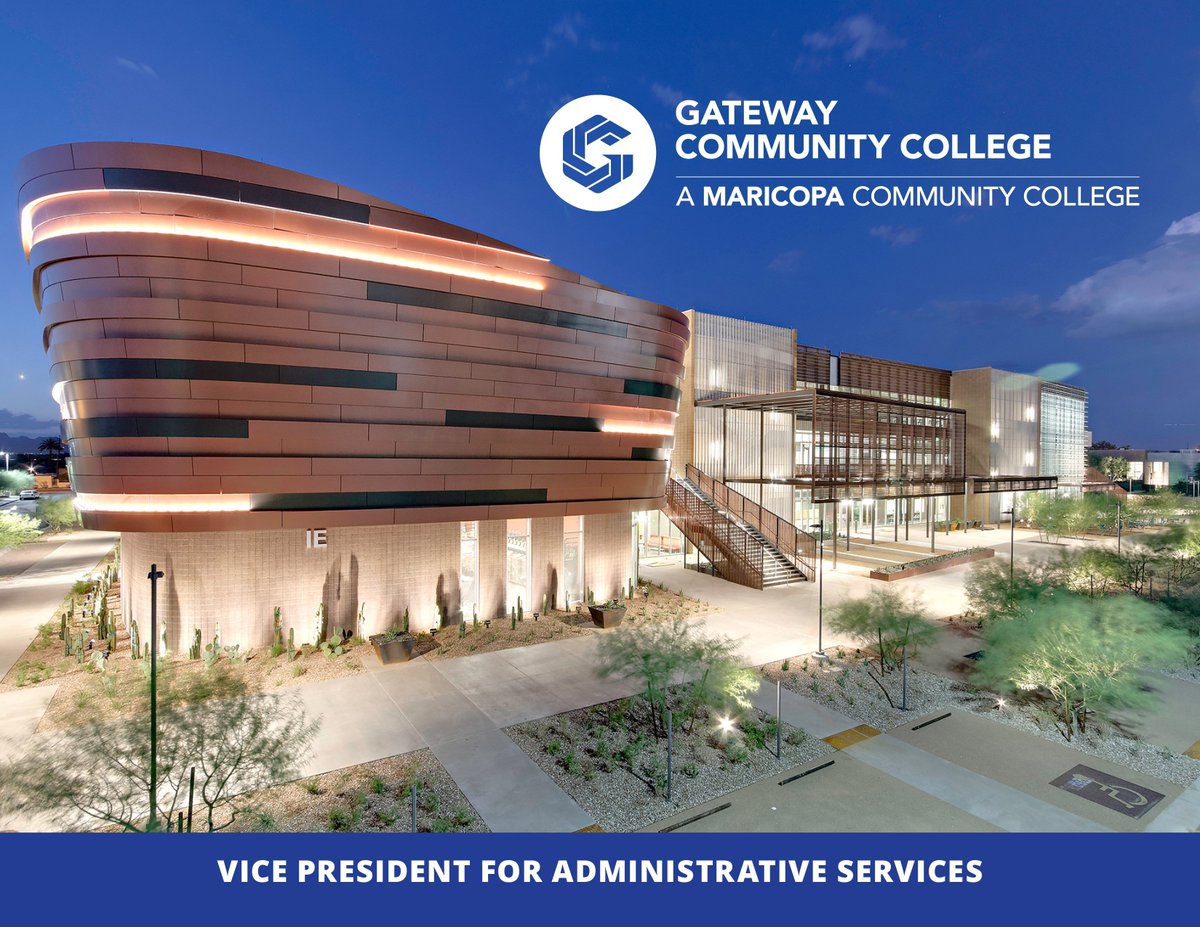 HELeaderSearch's tweet photo. GateWay Community College (AZ) @gatewayaz is seeking a Vice President of Administrative Service. To view the Profile, Apply or Nominate someone go to https://t.co/fXeRRaT2M2. Best Consideration for candidates is March 23, 2022. The position is to begin on or before July 1, 2023. https://t.co/bypy6hnv0N