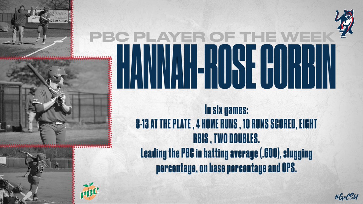 ‼️ PBC PLAYER OF THE WEEK ‼️

@h_corbin00 is 𝙐𝙣𝙨𝙩𝙤𝙥𝙥𝙖𝙗𝙡𝙚 🔥

#GoCSU 🐾 #HR