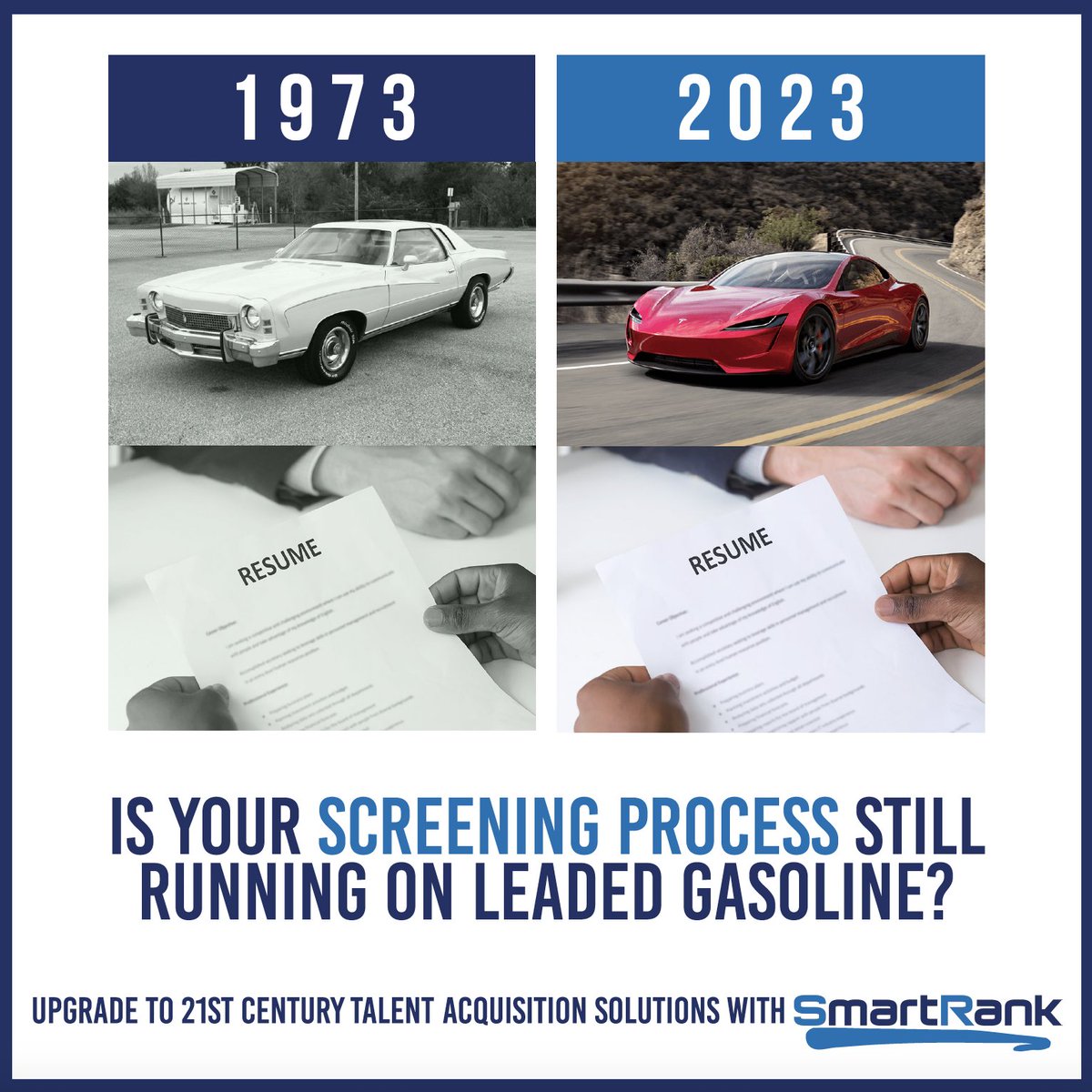 SmartRank_ai's tweet image. How much of your hiring process is done simply because &quot;that&apos;s how we&apos;ve always done it&quot;?

Comfort &amp;amp; complacency shouldn&apos;t be reasons to ignore your issues.

Ready for something new? Ditch the resume, try @SmartRank_ai.