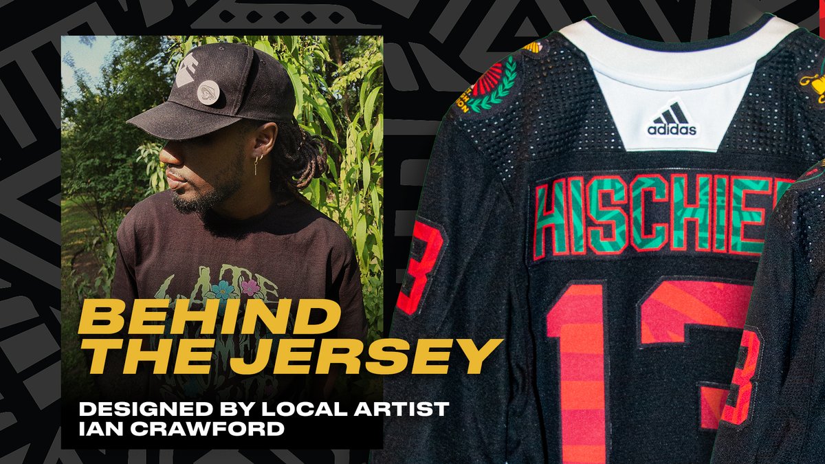 NJDevils's tweet photo. Our Black History Celebration warm-up jersey, designed by our #MadeInJersey artist Ian Crawford, pays homage to the innovative Colored Hockey League of the Maritimes. The contributions of this league to the game are immeasurable. https://t.co/PbjR32kehh