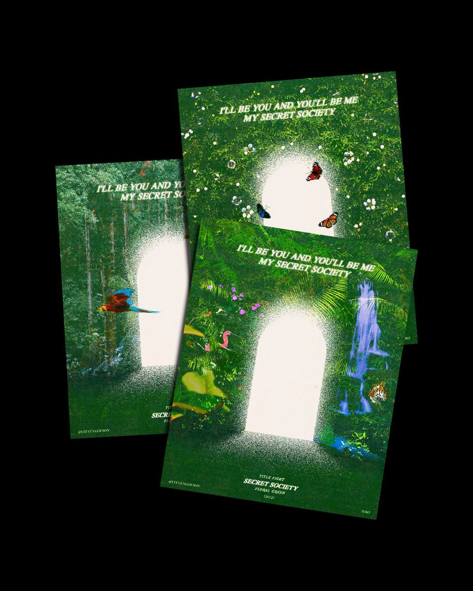 stevengoeson's tweet photo. “I made promises that I can’t keep.” 🔑 🍃

7/365

Secret Society by @titlefight from Floral Green. 

Which is your favorite? 🦋🦜 🐅

#GraphicDesign #posterdesign #musicposter #titlefight #floralgreen https://t.co/GV2TmQdtMl