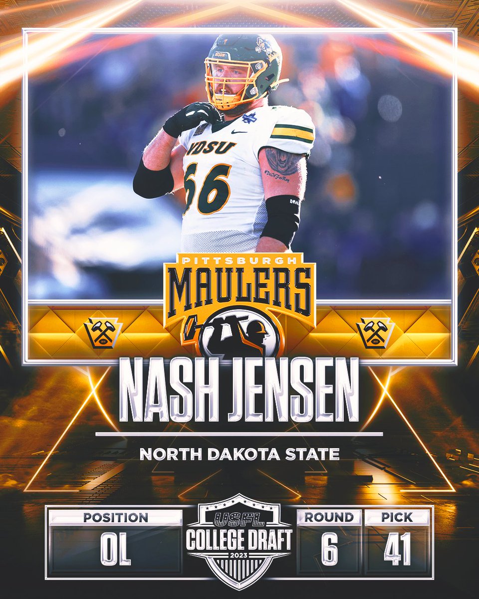 With the 41st pick of the 2023 USFL College Draft the Maulers select Nash Jensen 👏

#DropTheHammer 🔨