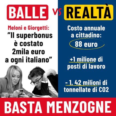 luinave's tweet photo. Tra le BALLE e la REALTÀ chi paga è sempre il meno agiato😡
Il Governo di #GiorgiaMeloni tradisce famiglie e imprese alle prese con le ristrutturazioni‼️
Un provvedimento quello dello stop al #superbonus110 che manda per strada migliaia di famiglie😓 #BastaMenzogne https://t.co/sGW0R18iSj