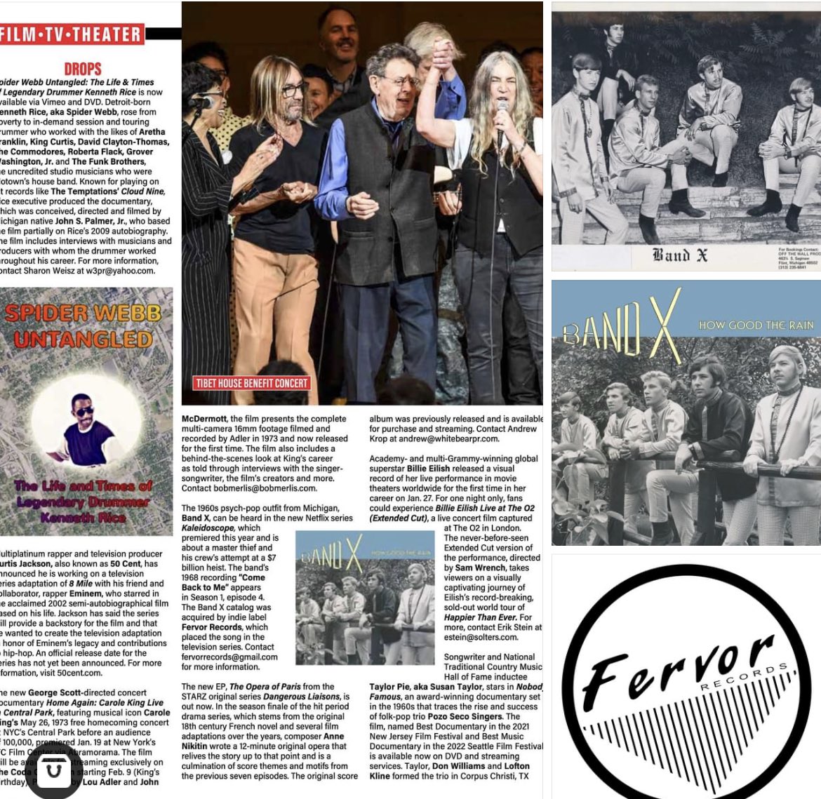 Thank you #MusicConnectionMagazine for giving love to 1960s MI Rock and Roll Hall of Fame legends #BandX! The band's song 'Come Back To Me' is in the @Netflix series '#Kaleidoscope.' Hear Band X on #FervorRecords’ “How Good The Rain' on Apple Music, Amazon Music, Spotify & beyond