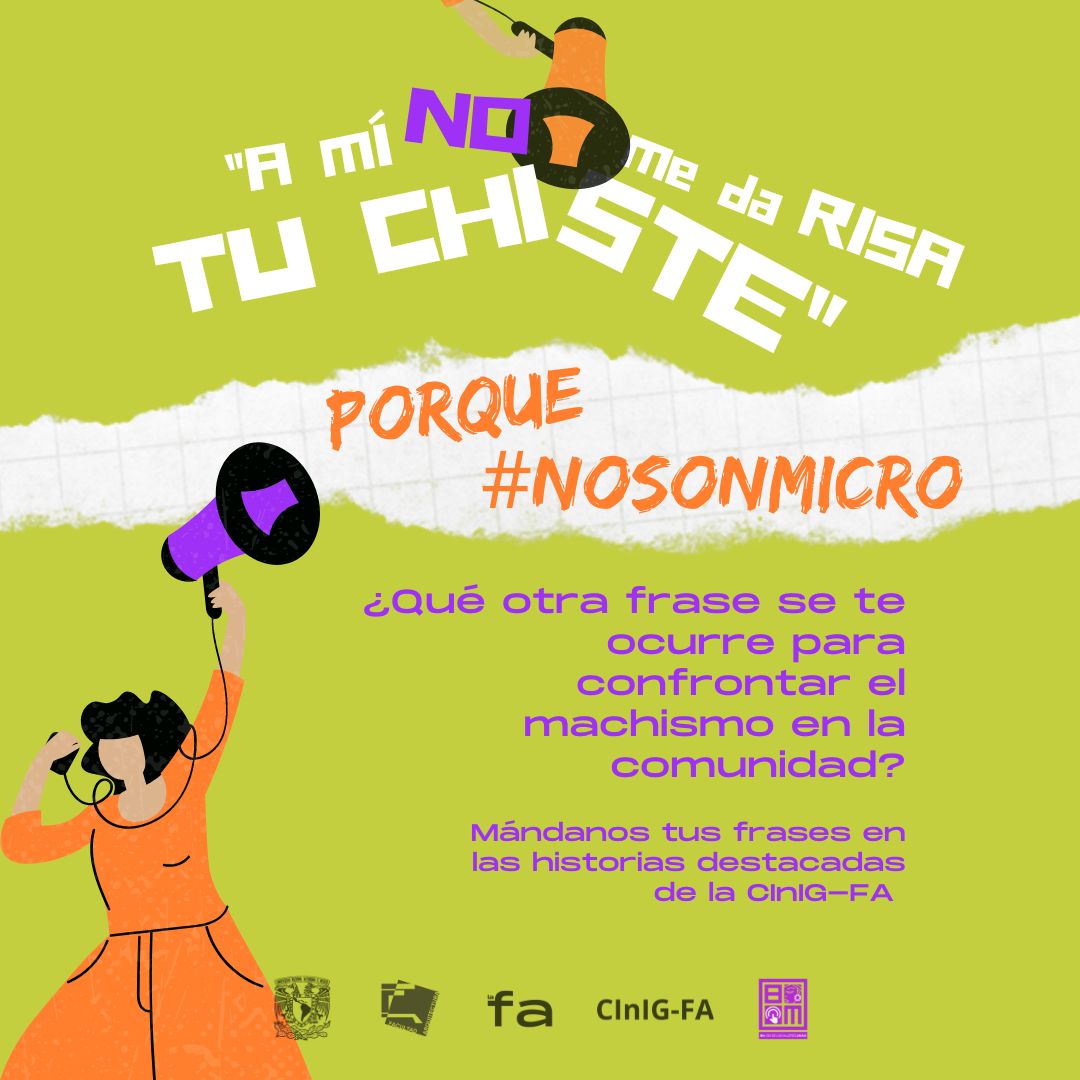 faunam_mx's tweet photo. 💬 Porque #nosonmicro, comparte tus frases para confrontar el machismo en la comunidad. 👊
En las historias destacadas de @cinig_fa, estará de manera permanente una cajita para enviar tus propuestas. https://t.co/s0QSpLpu3s