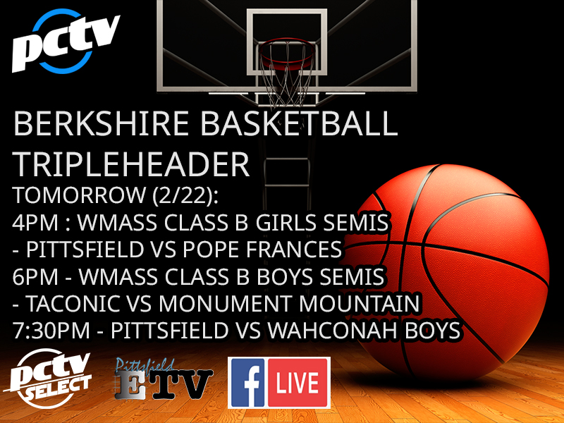 All games will be played at Taconic High School and will be live on PCTV ETV 1302 in Pittsfield, on the PCTV Select app on PCTV Select 1, and on the PCTV Facebook page.  <a href="/PHSTaconicSport/">PHS\Taconic Sports</a>, <a href="/PFcardinals/">Pope Francis Prep - Cardinal Athletics</a>, <a href="/WRHSGoBlue/">Wahconah Athletics</a>, <a href="/MMRHighSchool/">Monument Mountain</a>