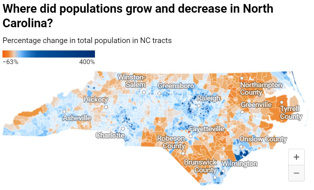 clarklgray's tweet photo. Urban, suburban and amenity-driven growth in NC still 🔥🔥🔥 from 2010-20. https://t.co/X5DALXBkGu