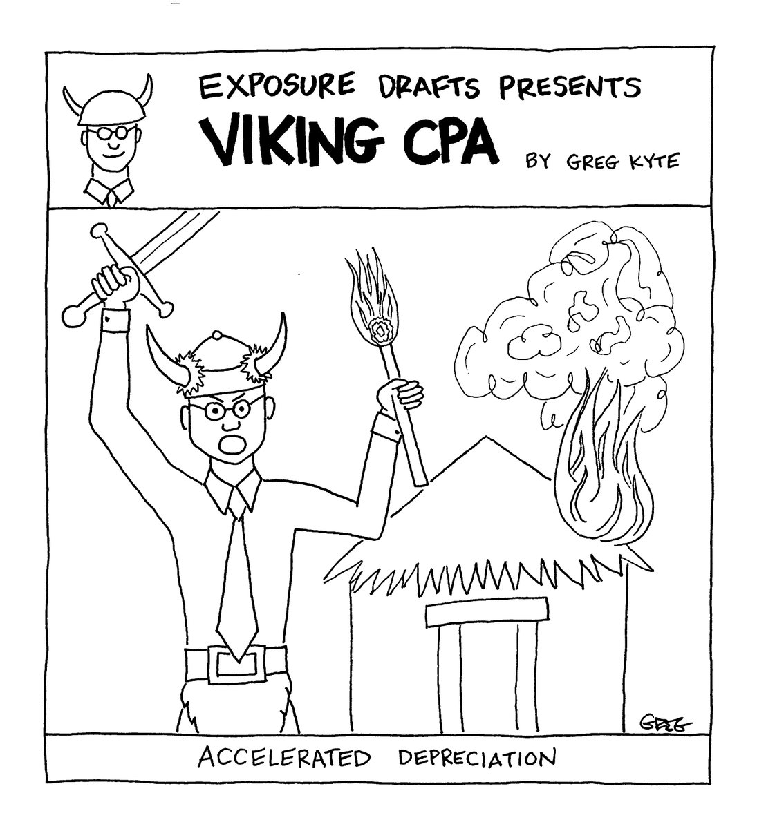 Because when you think about it, casualty loss is just VERY accelerated depreciation. 

Check out new episodes of @ohmyfraud and earn free #CPE through @earmark!

#ExposureDrafts #AccountingCartoon #accounting #cartoon #CPA #CPAlife #AcceleratedDepreciation #Tax #TaxPrep