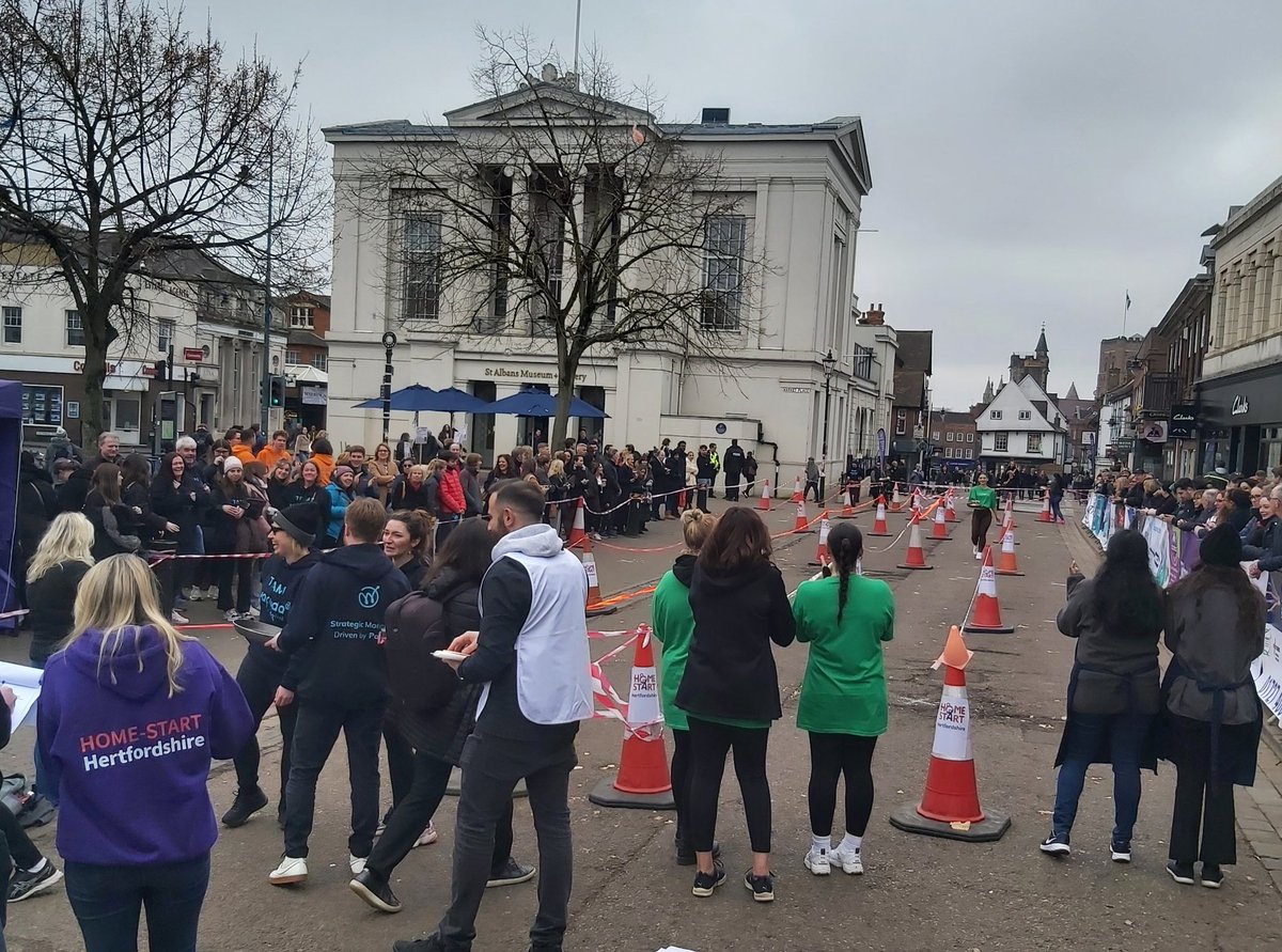 SIStAlbans's tweet photo. #StAbans #PancakeRace was great fun today fundraising for @HomeStartHerts  #Soroptimists Sarah, @pinkyslatter, Debbie, Bev and @WoodleyDo were all happy to help! "Hope the Hippo" had fun too 👍 #standingupforfamilies @SIGBI1 @UKPACc @SoroptiTweet https://t.co/Q5SDckZPC6