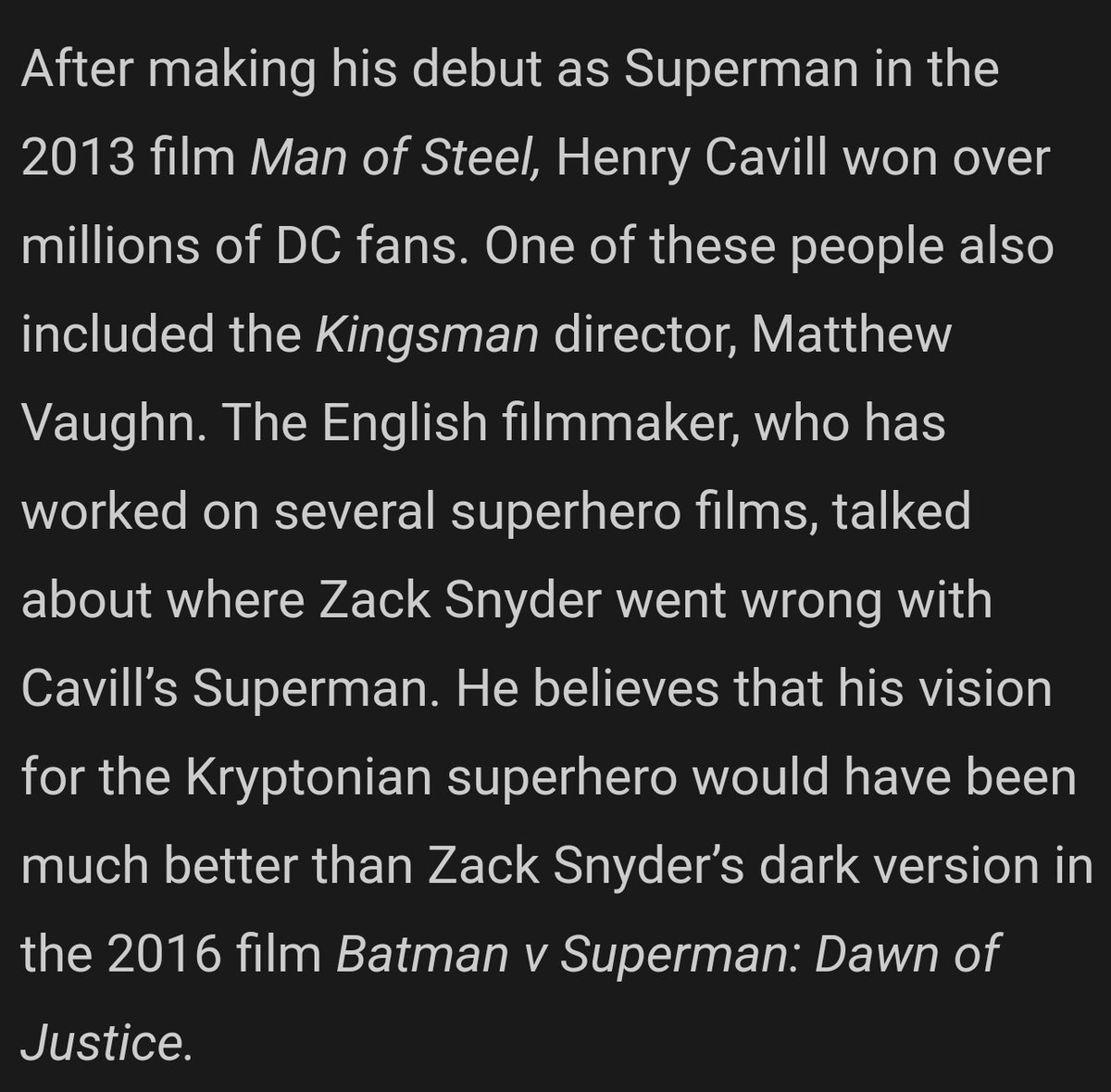 Vaughn > Snyder #matthewvaughn #zacksnyder #superman #justiceleague #dccomics

fandomwire.com/i-just-thought…