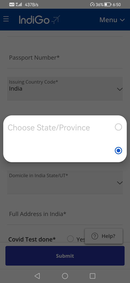 TajBio's tweet photo. @IndiGo6E Dear Team,
International departure passenger information form dxb to Blr web page is not working,

I have tried with the laptop and different browsers but the issue is same, 

Can you please check the on this https://t.co/9IQqwLF2CS