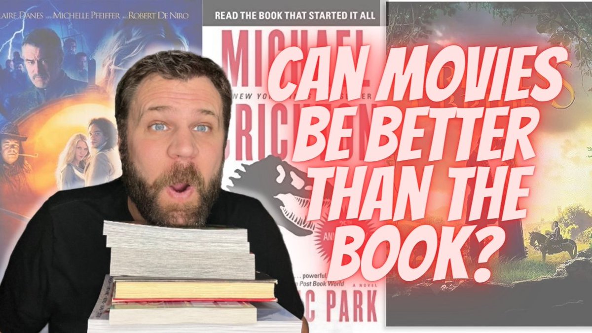 CenteredShelf's tweet photo. Top 5 + Movies That Are BETTER Than Their Books https://t.co/BI3B1cSVat via @YouTube Featuring #NeilGaiman #JurassicPark #HowlsMovingCastle and more! https://t.co/NLD6V5rCAY