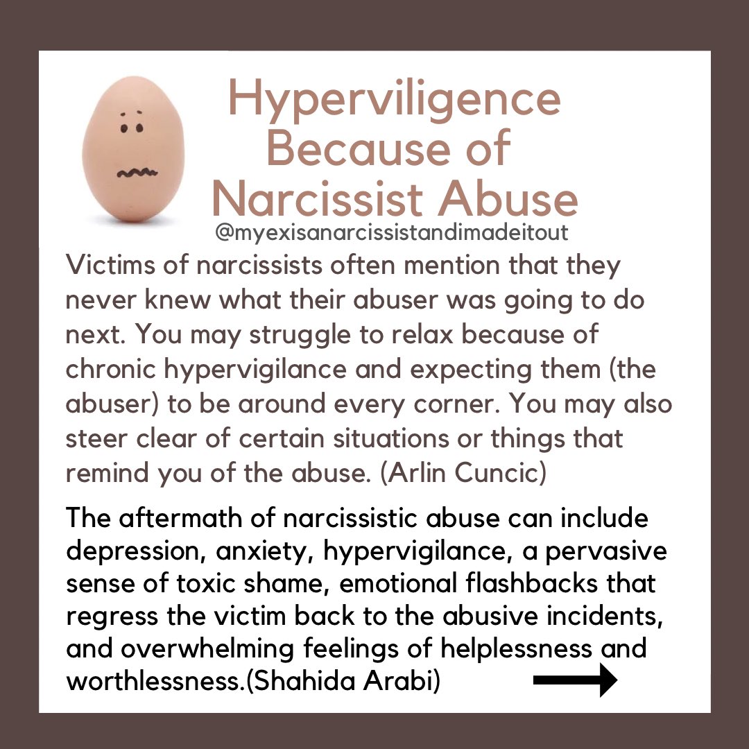 MyExIsANarc's tweet photo. #hypervigilance #narcissists #narcissistabuse https://t.co/IlXLB6M0rR