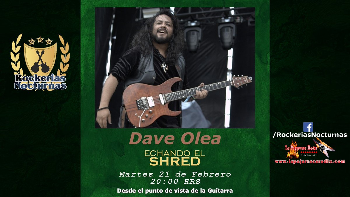 JaimeRosasGTR's tweet photo. Dave Olea estará Echando el SHRED, sus anécdotas y visión de la música a partir de las 20:00 HRS.
#DaveOlea #RockeriasNocturnas #DesdeElPuntoDeVistaDeLaGuitarra #EchandoElShred #GuitarristasMexicanos #guitarra #guitar #shred #JaimeRosas #JR https://t.co/vQw1k5Diey