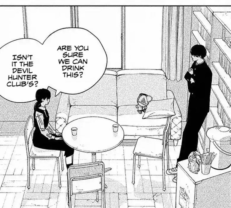 erenatsuki's tweet photo. yoshida taking denji out to a nice place paying for anything and everything he wanted sitting within arms length vs yoshida taking asa to some lame ass club room standing 2 meters apart and getting her one drink https://t.co/oGv2fdbBnD