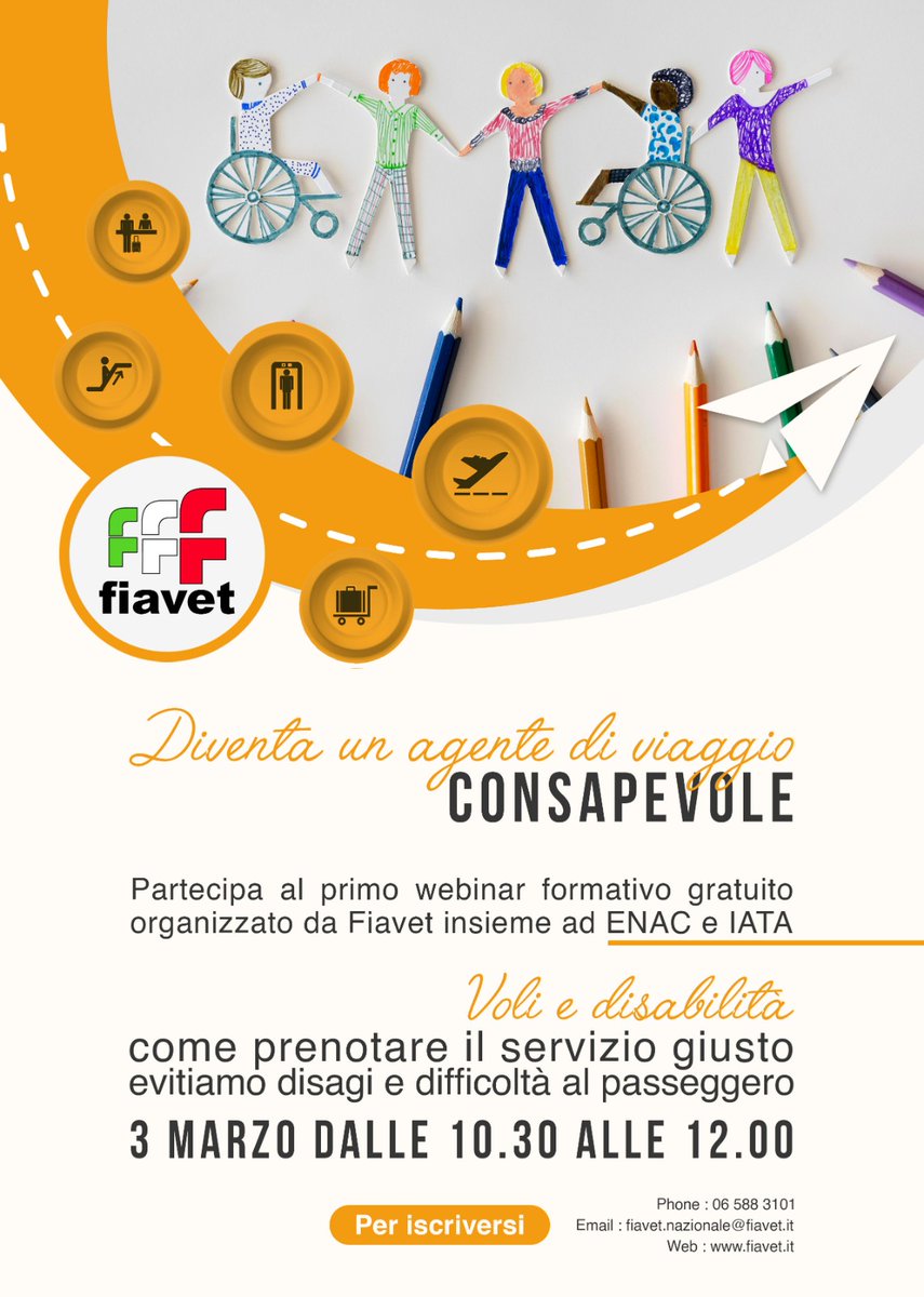 FiavetLazio's tweet photo. 𝓓𝓲𝓿𝓮𝓷𝓽𝓪 𝓾𝓷 𝓪𝓰𝓮𝓷𝓽𝓮 𝓭𝓲 𝓿𝓲𝓪𝓰𝓰𝓲𝓸  𝓬𝓸𝓷𝓼𝓪𝓹𝓮𝓿𝓸𝓵𝓮 
Cogli l'opportunità lavorativa. Diventa un agente di viaggio e capace di gestire le esigenze di un passeggero con disabilità! 
#viaggi  #enac 
Ecco il link per la registrazione: https://t.co/3MozaauCaH https://t.co/Vjvkp61Eez