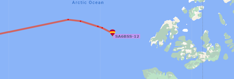 Here's another #PicoBalloon to track #SA6BSS-12  It's in the far north Yukon Territory of Canada.  Is it a #ChineseSpyBalloon?  No  #UFO?  No   Was it put up by a private science corporation? No.  These are balloons launched by Amateur Radio operators.   APRS.FI