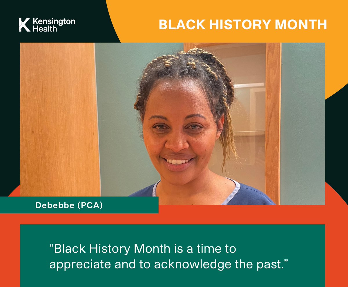 KensingtonHlth's tweet photo. We’re highlighting staff across Kensington for #BHM!
Meet Latoya, #CommunicationsCoordinator and Debebbe, #PersonalCareAssistant as they share what #BHM means to them.
#BHMatKensington https://t.co/hadtmOP4wk