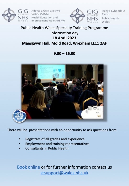 y_meddyg's tweet photo. New public health taster days happening in North Wales in April for anyone interested .@PHW_STRs https://t.co/wFvwHi74HT