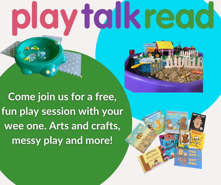 Free #FamilyPlaySessions with @playtalkread and Pathways Through Play at your local library! These sessions are for families with children aged 0-4. For details of sessions and to book a place please visit 👇 bit.ly/InverclydeLibr… *Bookings open at 10am on Monday 27th Feb.