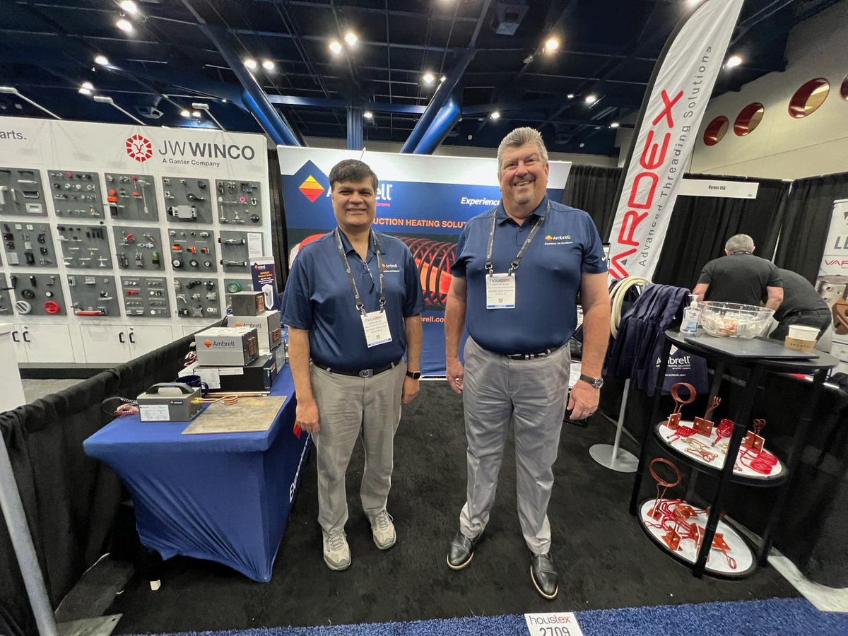 ambrell's tweet image. Visit us this week at @houstex in booth 2709. Dr. Dahake will be on-hand to discuss your heating applications. #houstex2023 #inductionheating
