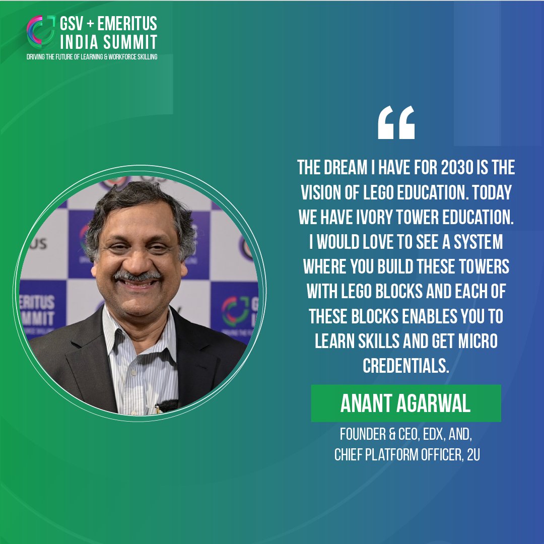 EmeritusIndia's tweet photo. During the fireside chat @agarwaledu from edX left us with a quote we will cherish for a long time. 

#MomentOfTheDay #GSVEmeritusIndiaSummit #edtech #emeritusindia #emeritus #learningneverstops #edtechevent @gsvventures @edXOnline https://t.co/KyiIN72pm4