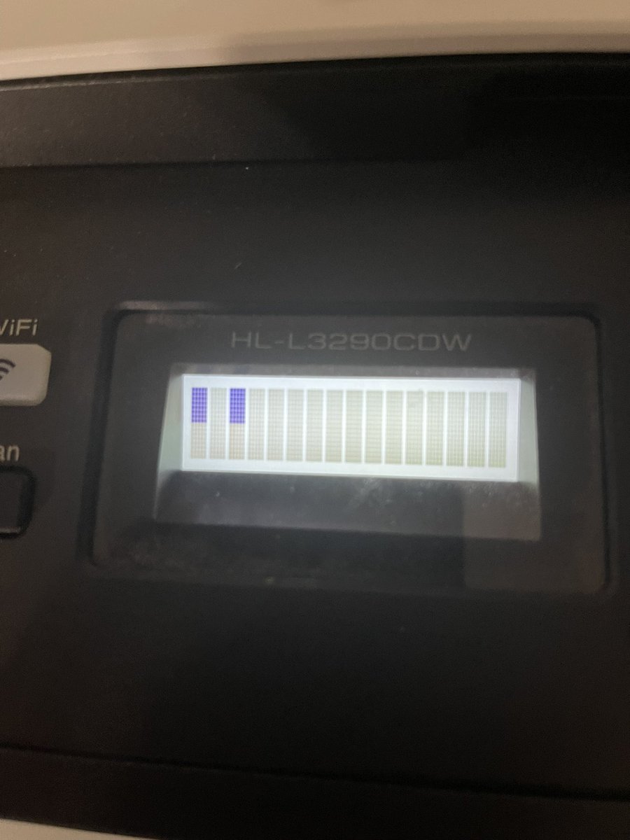 flgrkgrl's tweet photo. @BrotherLaser help me please? My Brother HL-L3290CDW decided to go on a mode that shows 2 lines in the lcd screen. It wont turn off from the on off button, it wont respond at all. https://t.co/Y2zqKzLsNg