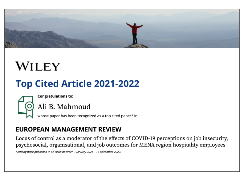 Glad to see that my article won the top-cited article in European Management Review
@WileyPsychology @wileyinresearch @WileyBusiness @WileyGlobal 
@EURAM_BXL 
onlinelibrary.wiley.com/doi/10.1111/em…
#TopCitedArticle
#psychology #organizationalbehavior #award #publications #team #pandemic #covid