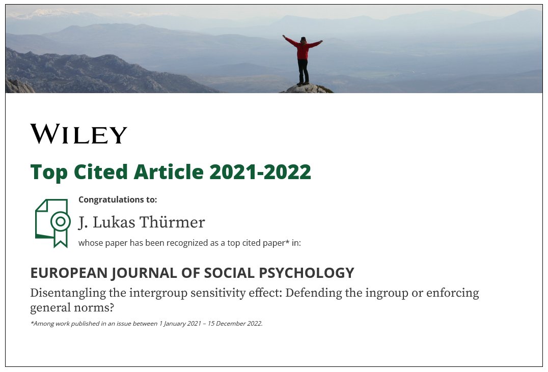 Our EJSP registered report was just awarded #TopCitedArticle by @WileyPsychology.