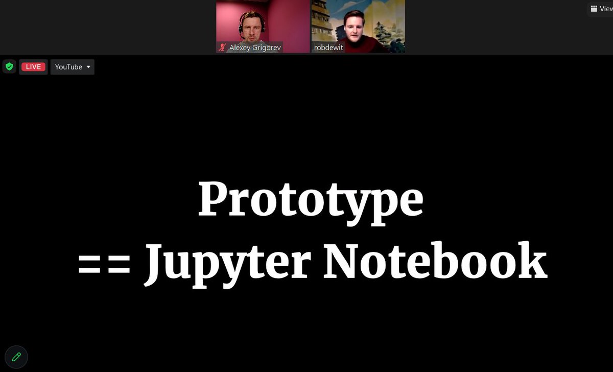Live now: 

Rob De Wit shows how to use <a href="/DVCorg/">🦉DVC</a> for moving from notebooks to production:

- Parameterize a Jupyter Notebook
- Transform it into a DVC pipeline
- Run &amp; track experiments with DVC
- Train models with CML

Watch here: youtube.com/watch?v=t92ISB…