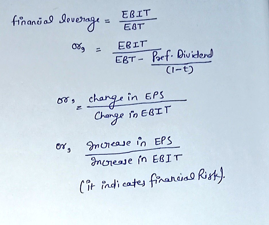 Sac_Mahendra's tweet photo. (1/2) Financial Leverage:- It indicates the tendency of Profit Before Tax (PBT) to vary disproportionately with operating profit (i.e. EBIT). It related to Interest on Debt. #Nifty50 #Putin #VINA2023 #Russia #PancakeDay #SUGA #StockMarkets #Binance #USDT #บิวจักรพันธ์ #BUSD #BTC https://t.co/ih4nePxDie