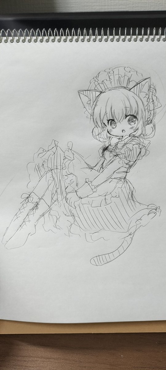 にゃんにゃんにゃん。ねこみみメイドさん落描き🐱 