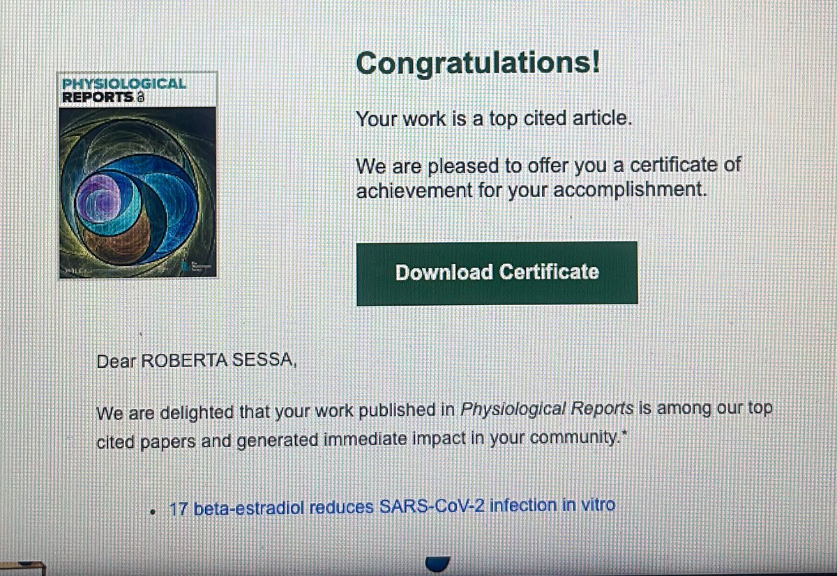ROBERTASESSA's tweet photo. Fantastic news! Our paper is among the most cited papers! #willey #physiologicalreports You can download the paper on https://t.co/K5Yh82eoUF https://t.co/oe2CZD8O4I