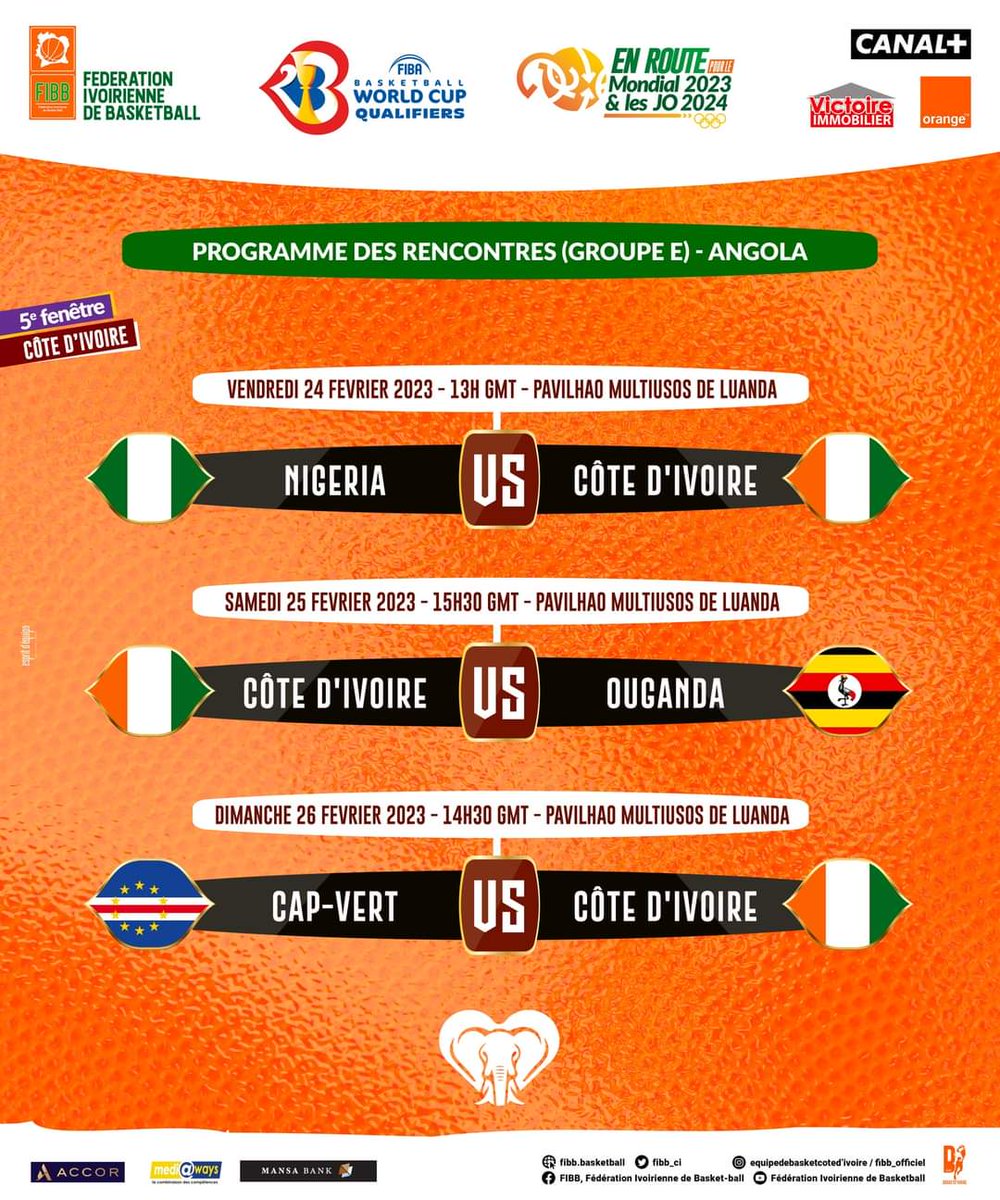 SEFLO9's tweet photo. Bien que qualifiés pour #fibawc 2023 , nos 🇨🇮🐘 sont en #Angola pour la dernière fenêtre de qualif.
Malgré l'absence des cadres, du fait d'une crise fédé-joueurs, on note la présence de #diabate #abouo et #vafessa
#fiba @fibb_ci #basketball #basket #FIBAWCQ #CI225 #civ #civ225 https://t.co/gLz1jZmW3Y
