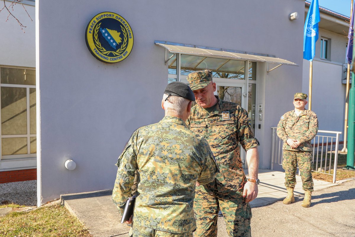 euforbih's tweet photo. Today, COM EUFOR Maj Gen Habermayer visited the Peace Support Operations Training Centre (PSOTC) BiH, where he met with Colonel Elvedin Omić, PSOTC Commandant. During the visit COM EUFOR was briefed on PSOTC activities and discussed on going cooperation between #EUFOR and #PSOTC. https://t.co/fdJx7D45sa
