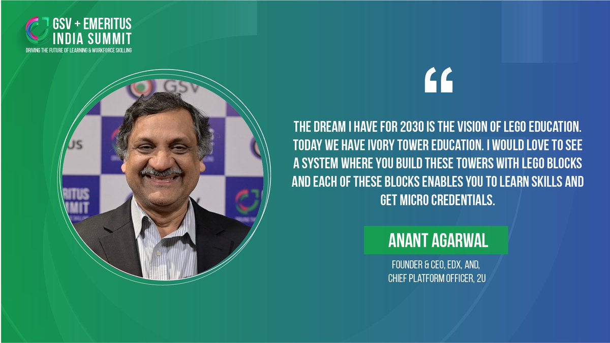 EMERITUS_INST's tweet photo. During the fireside chat @agarwaledu from @edXOnline left us with a quote we will cherish for a long time. 

#MomentOfTheDay #GSVEmeritusIndiaSummit #edtech #emeritusindia #emeritus #learningneverstops #edtechevent https://t.co/aSe1GNrxc2