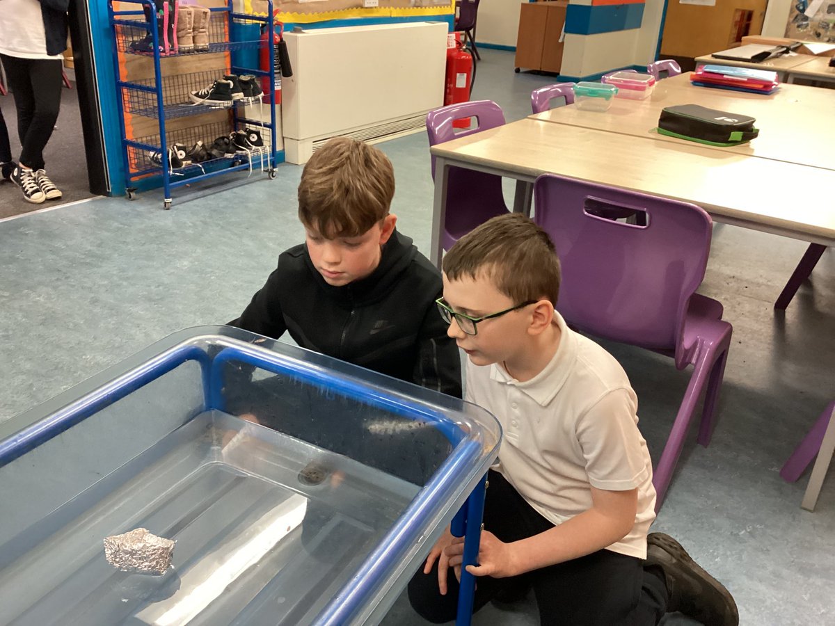 CarmondeanP3's tweet photo. Primary 6 have been learning about buoyancy in Science 🛶 We were tasked with making a boat out of tinfoil and seeing how many marbles would fit into it before sinking. We discovered that density and surface area were very important! @carmondean_ps #STEM #forces https://t.co/zQjOqMAgEO