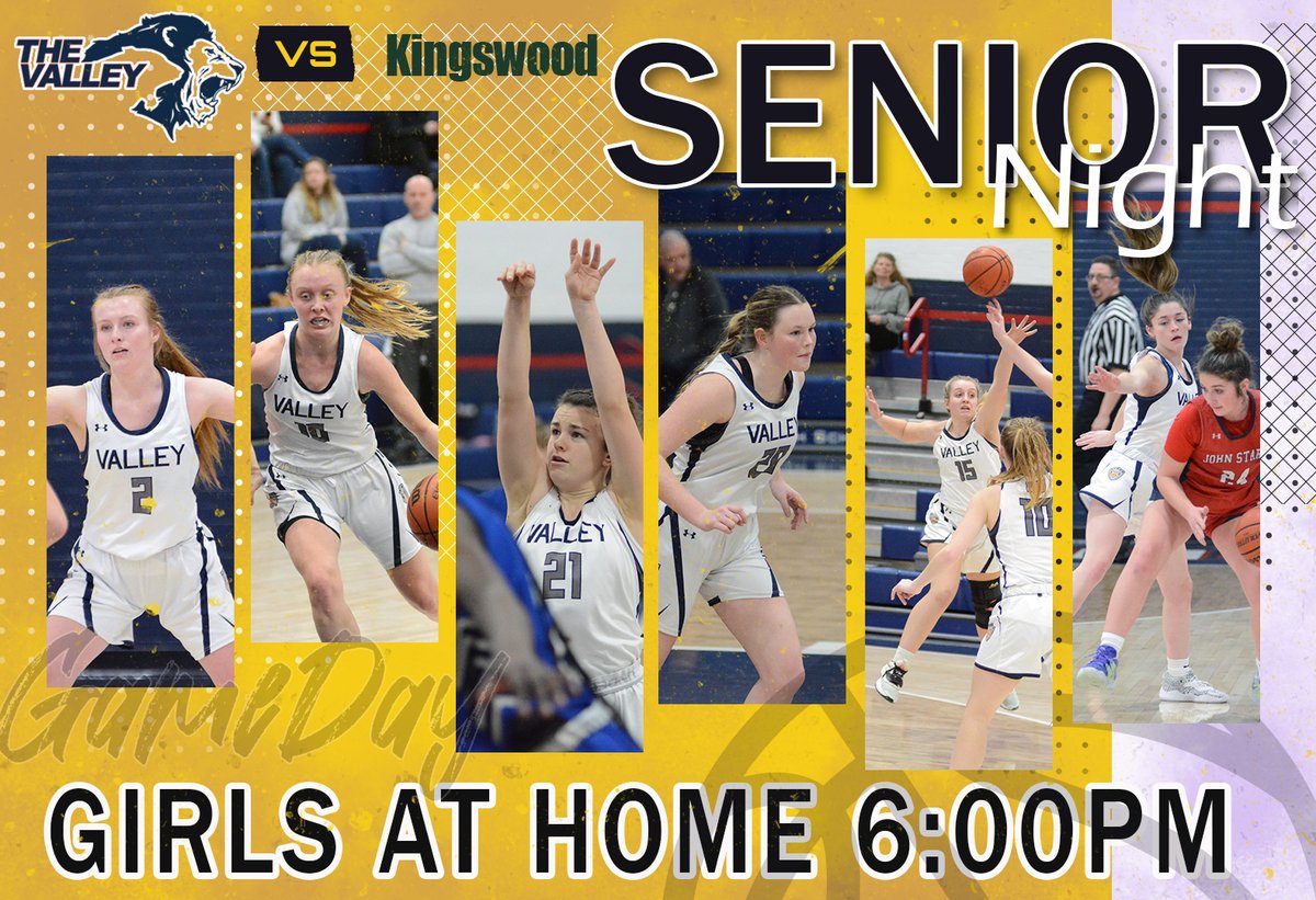 ValleyGBB's tweet photo. Join us tonight as we celebrate our seniors! MVHS girls basketball Senior Night vs Kingswood at 6:00 PM. Thank you to our seniors and congratulations! Let's go Valley!! https://t.co/0sGeJptuR4