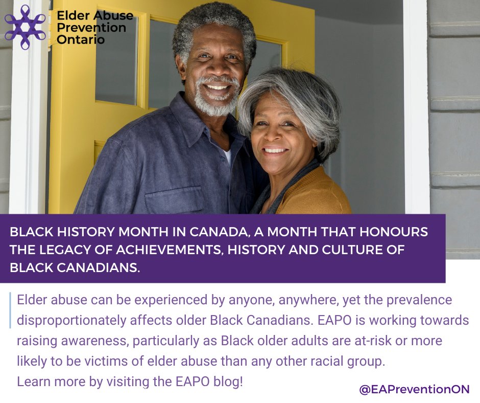 #BlackHistoryMonth in Canada, a month that honours the legacy of achievements, history and culture of Black Canadians. #Elderabuse can be experienced by anyone, anywhere, yet the prevalence disproportionately affects older Black Canadians.▶️Read more here