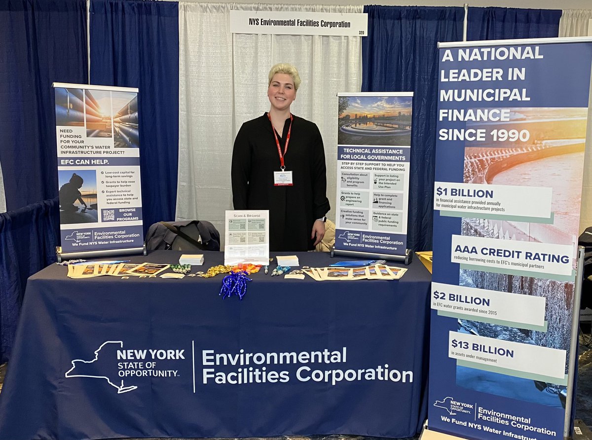 NYSEFC's tweet photo. EFC is in the house for @nytowns annual conference! Maire and Kristina are happy to help connect you to resources and info about EFC’s funding opportunities for water infrastructure. #AOT2023 https://t.co/b68REZOMBT