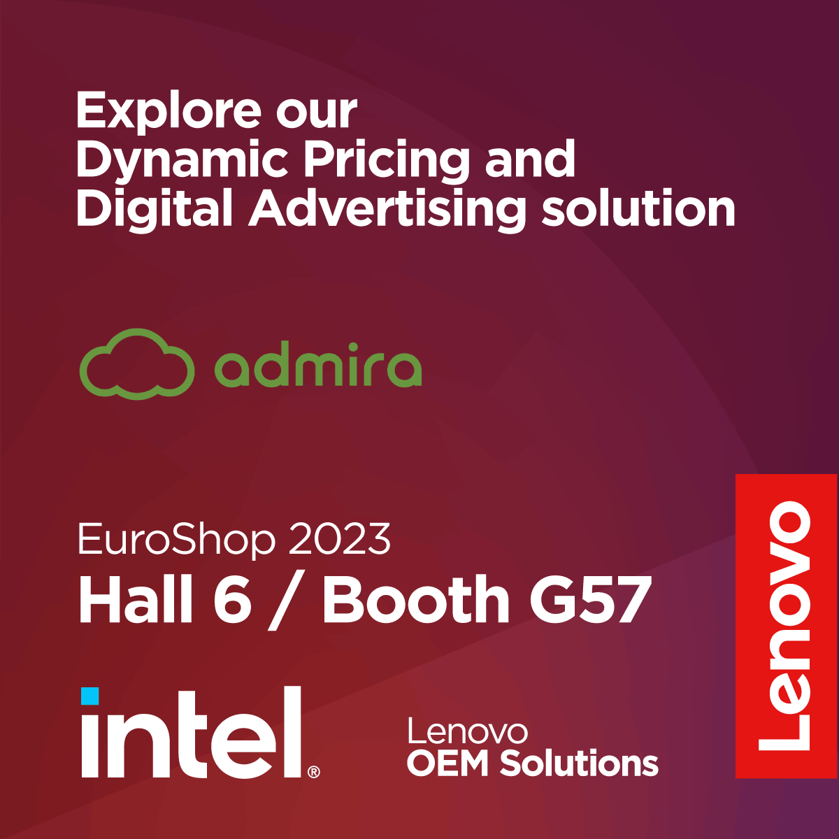📢 We will be at #EuroShop2023 together with our partner @LenovoOEM 

<a href="/EuroShop/">EuroShop</a> is the World´s No. 1 Retail Trade Fair and we will be showing our Dynamic Pricing Solution. See you there! 

#poweringwhatsnext #LenovoRetailSolutions #euroshop #lenovo #admira
