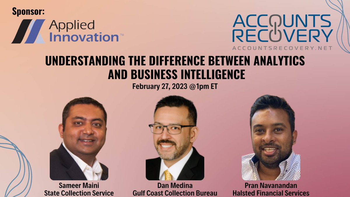 AppliedInnovInc's tweet photo. Applied Innovation is excited to sponsor an upcoming https://t.co/0muCEsedpg webinar. The event will be held on Monday, February 27 at 1pm ET. The topic is, "Understanding the Difference Between Analytics and Business Intelligence." Click here to register: https://t.co/82zrOKNpdL https://t.co/JxJqmfAWQq